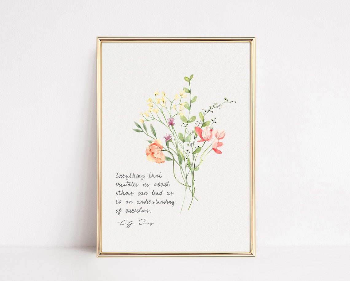 Carl Jung Everything That Irritates Us Wildflower Quote Poster