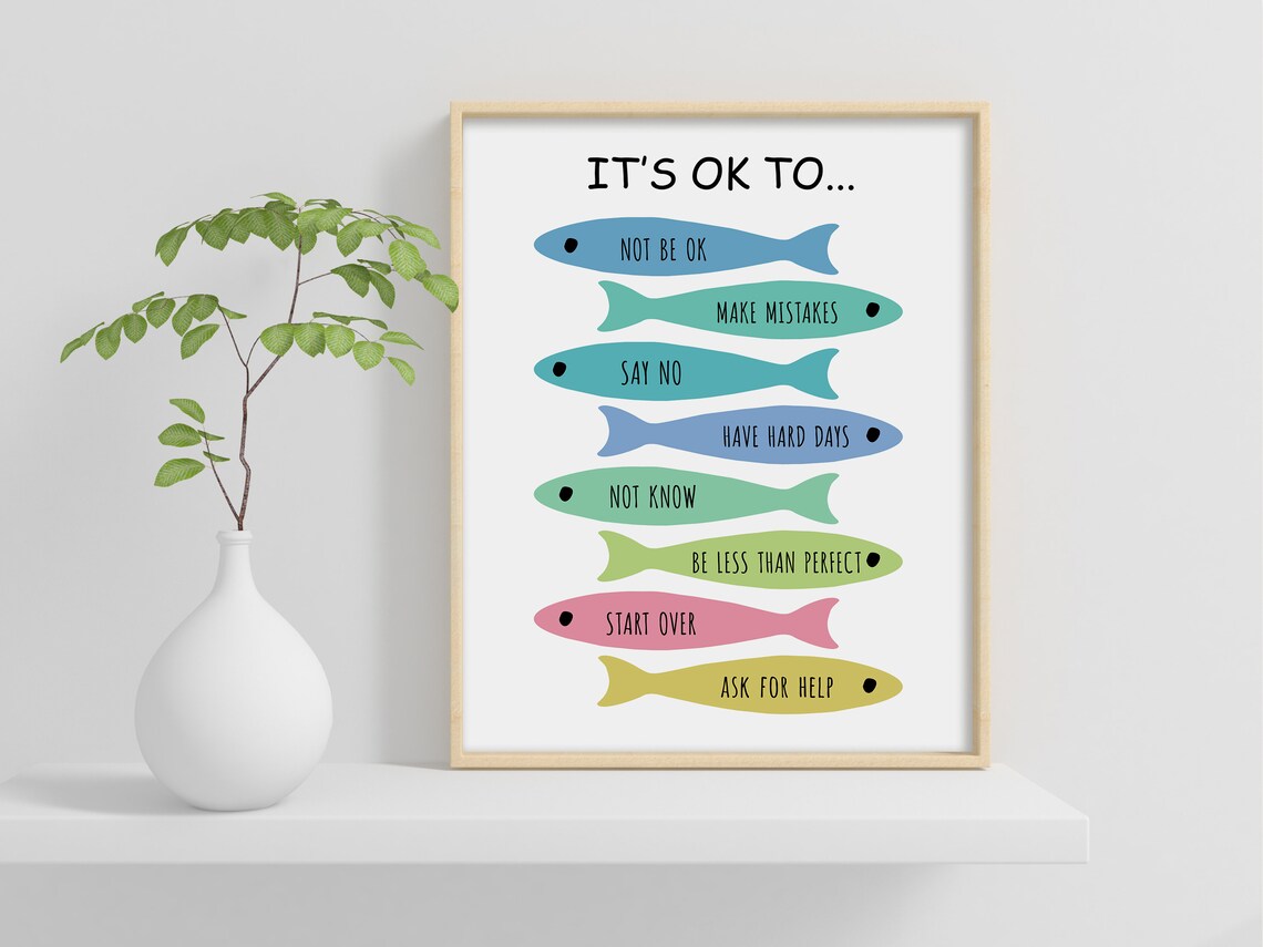 It's Ok To Make Mistakes Colorful Fish Classroom Counselor Poster