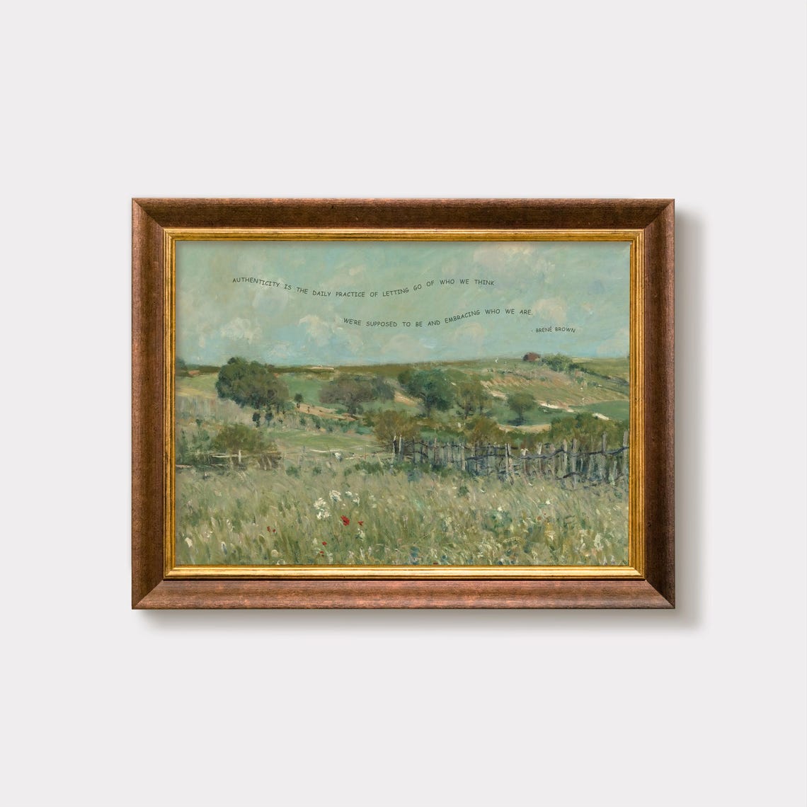 Brene Brown Authenticity Quote Vintage Landscape Painting Art Poster - Image 3