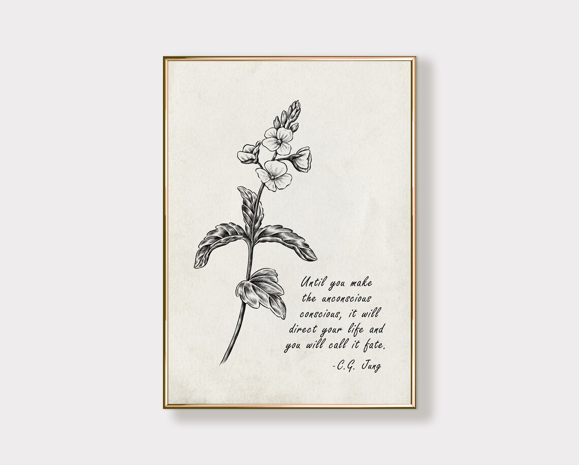 Carl Jung Conscious Unconscious Fate Quote Vintage Botanical Poster - Image 3