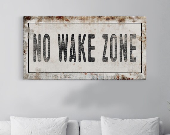 No Wake Zone Sign Art Print, Lake House Decor