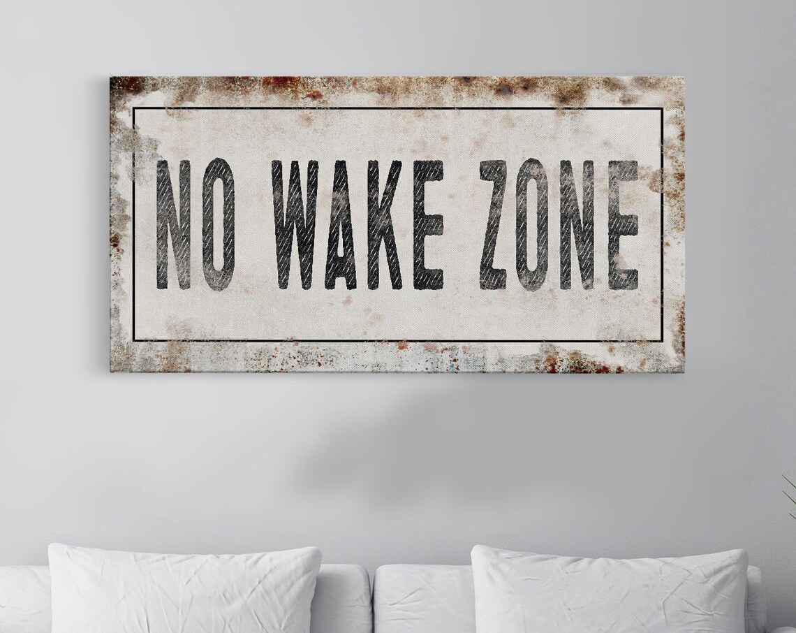 No Wake Zone Sign Art Print, Lake House Decor