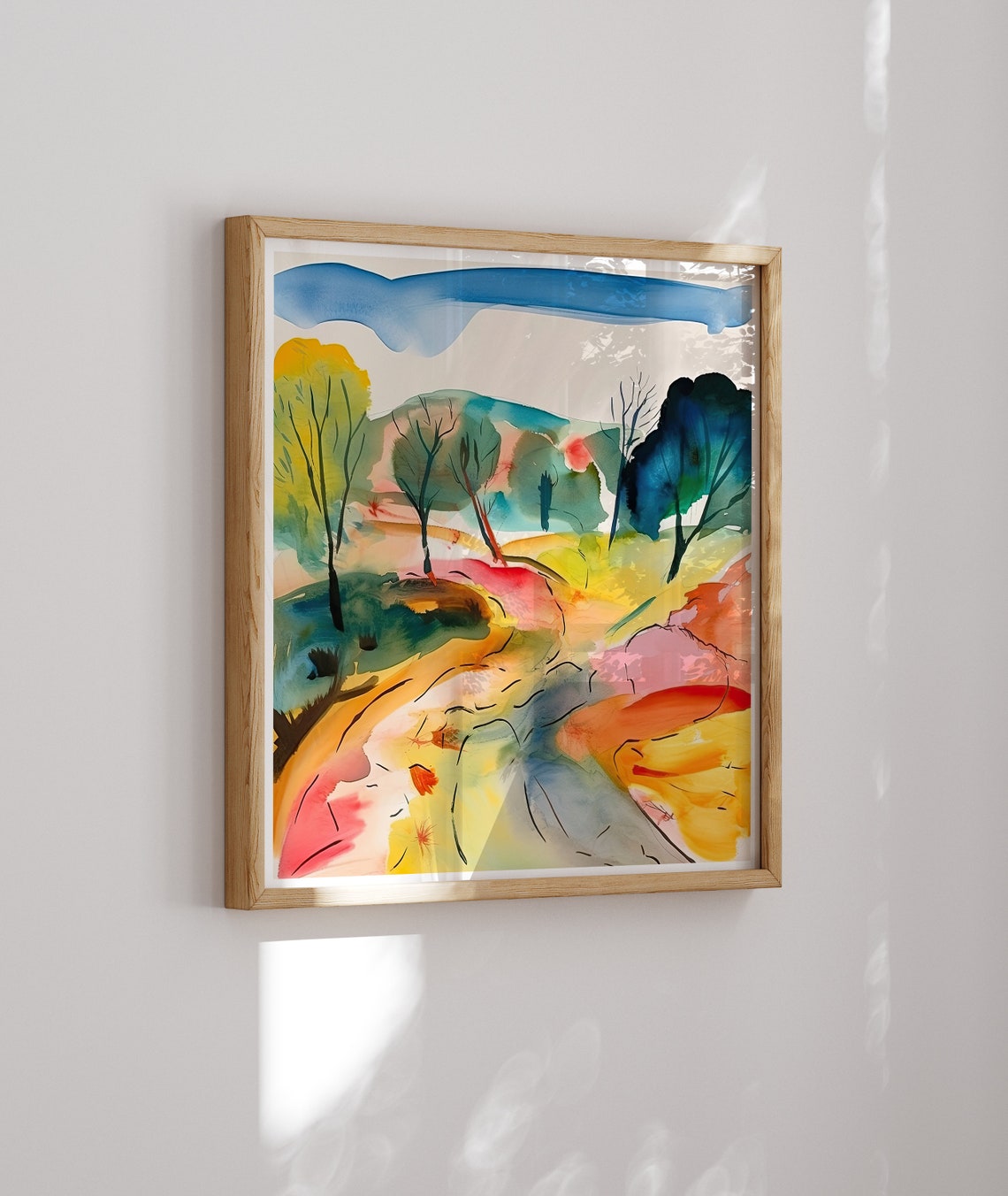 Winding Road Through Colorful Hills Expressive Landscape Art Poster - Image 2