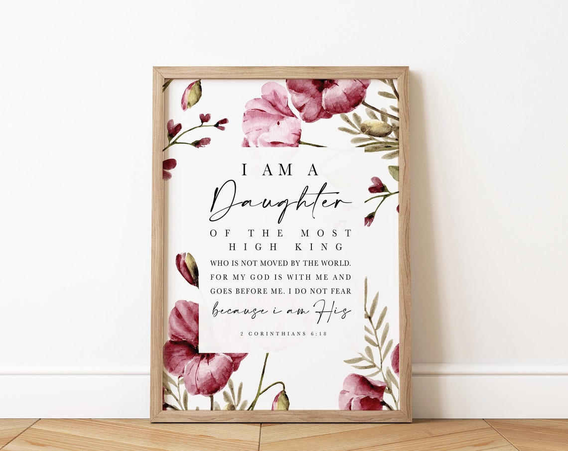 I Am The Daughter Of A King Scripture Art Print - Image 2