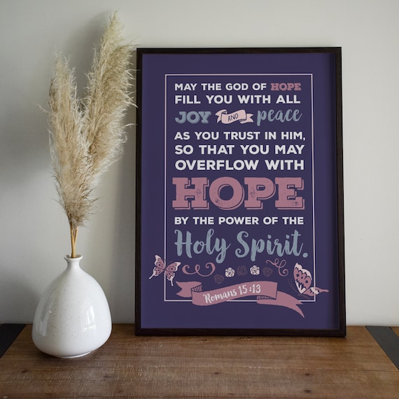 Romans 15:13 Bible Verse Art Print For Girls