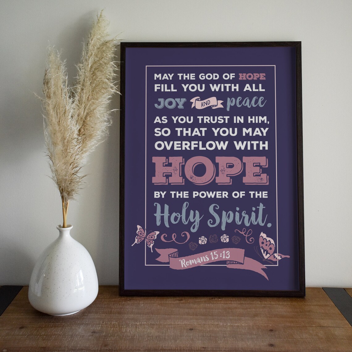 Romans 15:13 Bible Verse Art Print For Girls