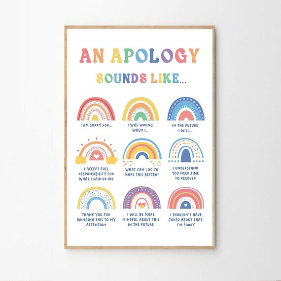 An Apology Sounds Like Rainbow Social Skills Classroom Poster