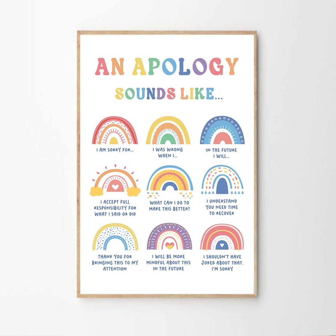An Apology Sounds Like Rainbow Social Skills Classroom Poster