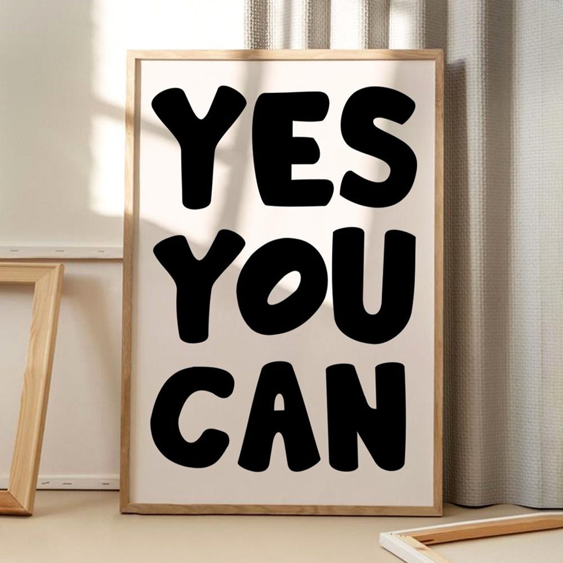 Yes You Can Bold Black Typography Motivational Quote Art Poster