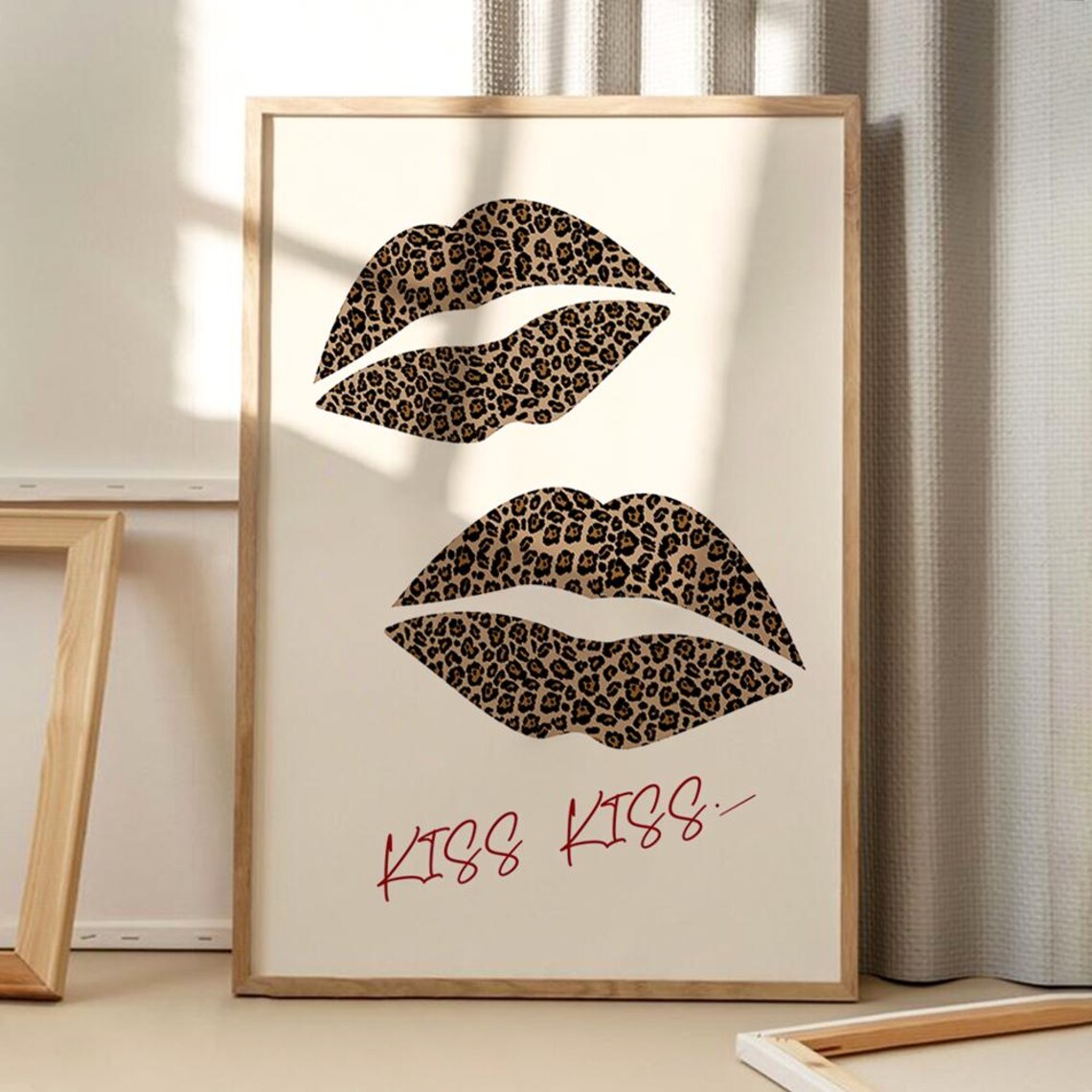 Kiss Leopard Lips Art Poster Wall Apartment Decor Retro Home Print Printed Gift