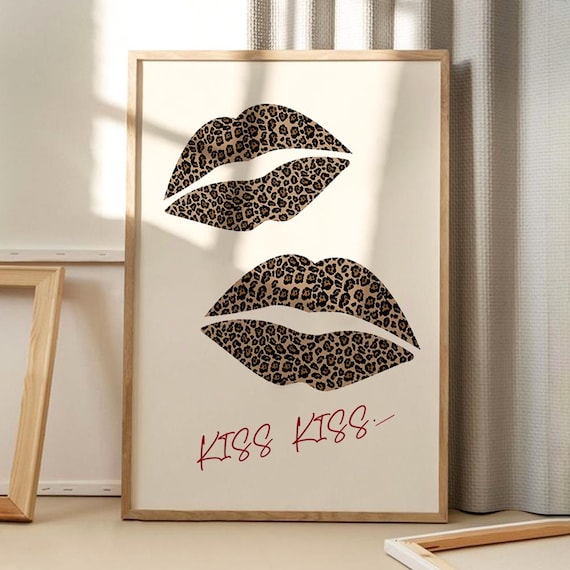 Kiss Leopard Lips Art Poster Wall Apartment Decor Retro Home Print Printed Gift