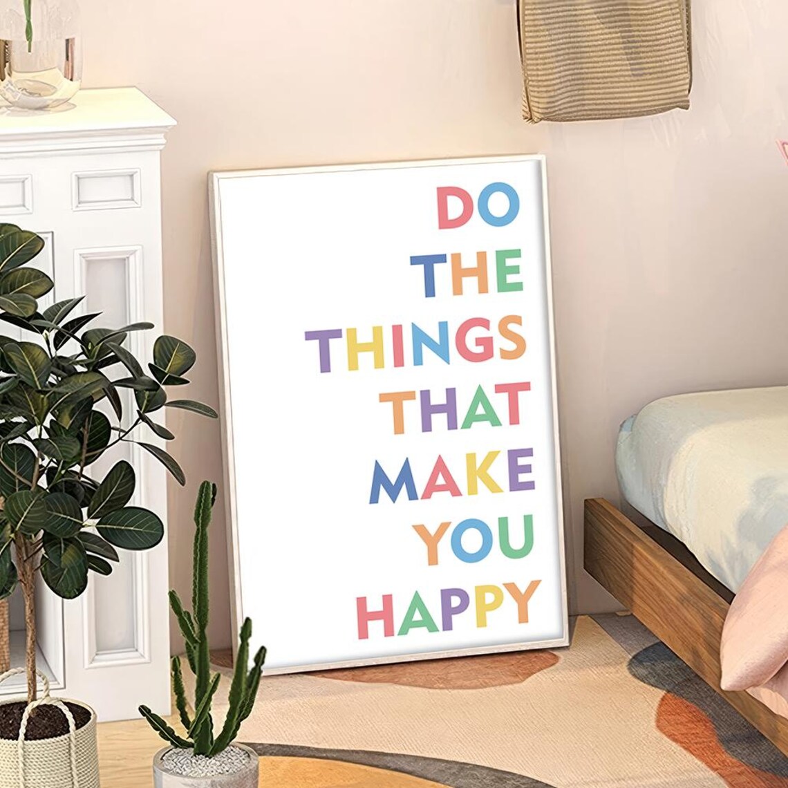 Do The Things That Make You Happy Rainbow Quote Typography Poster
