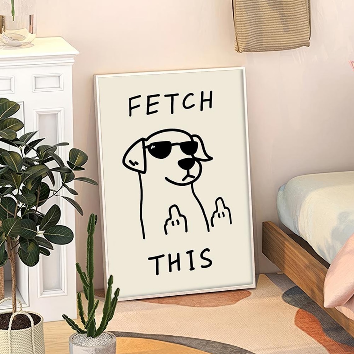 Fetch This Dog Art Print, Retro Funny Decor