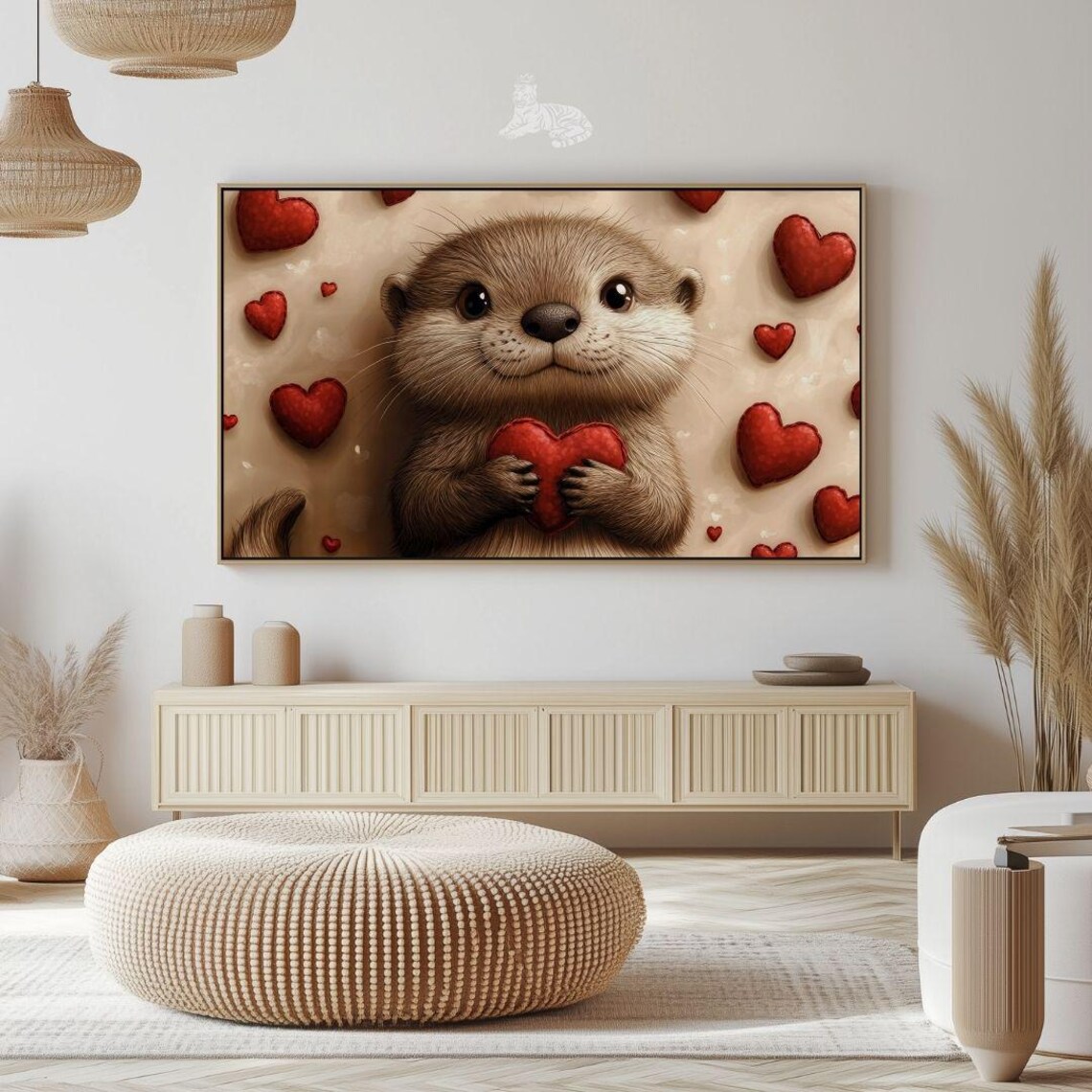 Baby Otter Holding Red Heart Love Valentines Day Cute Animal Poster - Image 2