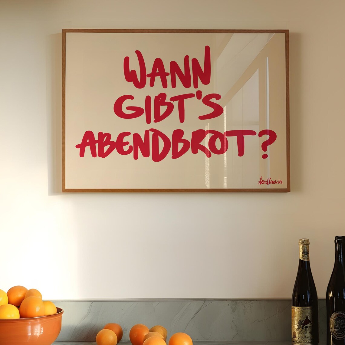 Wann Gibts Abendbrot Kitchen Print, Modern Handwriting