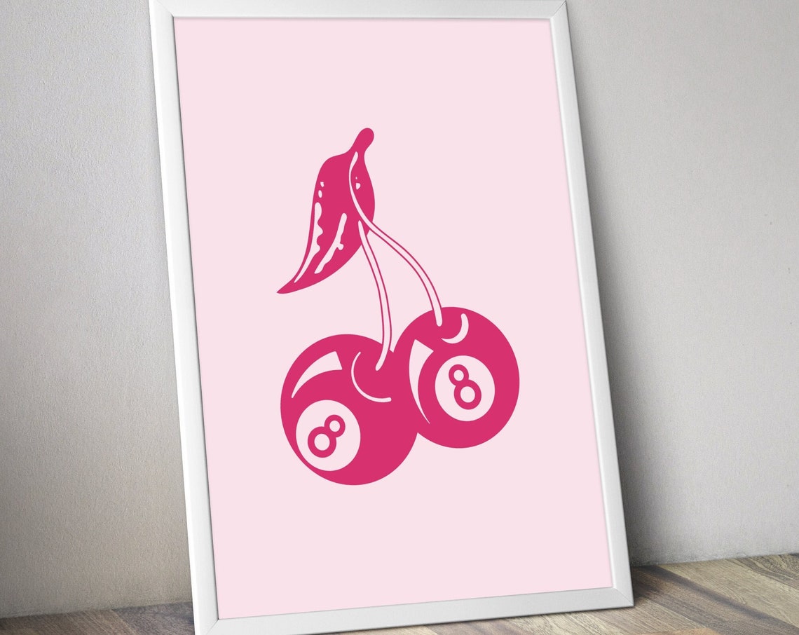 8 Ball Cherries Print Retro Kitchen Wall Art Digital Download