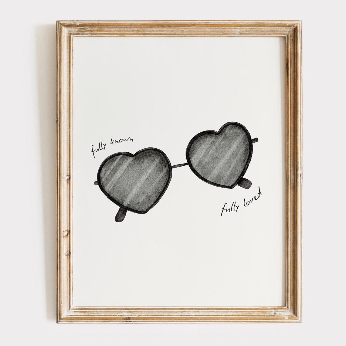 Fully Known Fully Loved Heart Sunglasses Minimalist Faith Poster