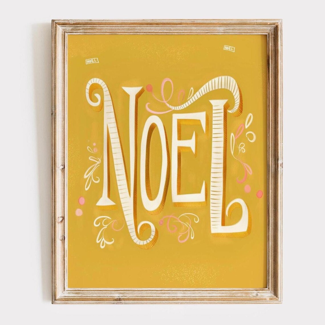 Noel Hand Lettered Christmas Design Mustard Yellow Holiday Poster