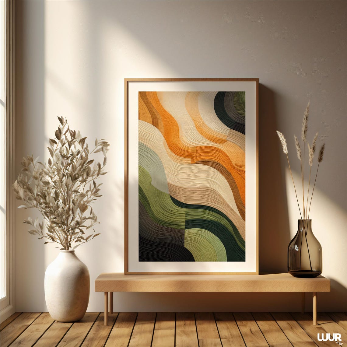 Abstract Colorful Forest Waves Fabric Texture Modern Wall Print