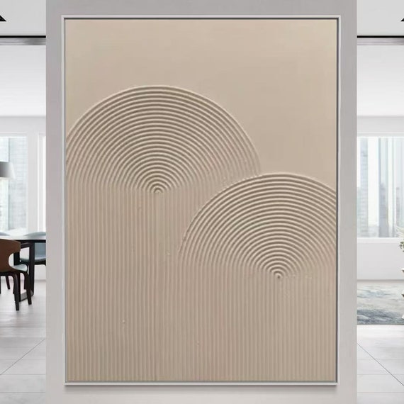 Beige Arch Abstract Wall Art 3d Vertical Pure Color Heavy Texture Wall Hanging Minimalist Style Wall Art Perfect Decor For Home