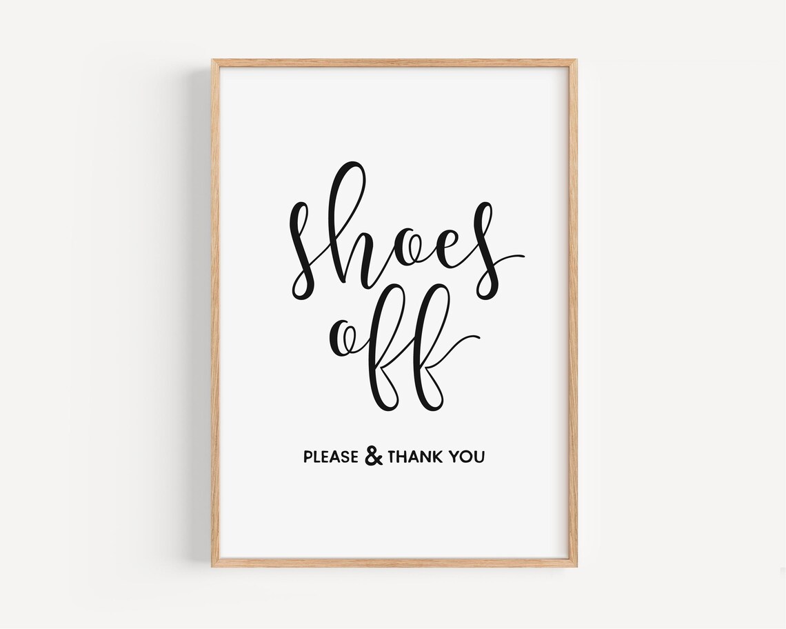 Shoes Off Please And Thank You Entryway Script Sign Wall Art