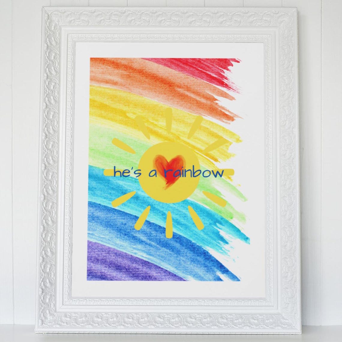 He's A Rainbow Baby Boy Nursery Print Watercolor Sunshine Decor - Image 2