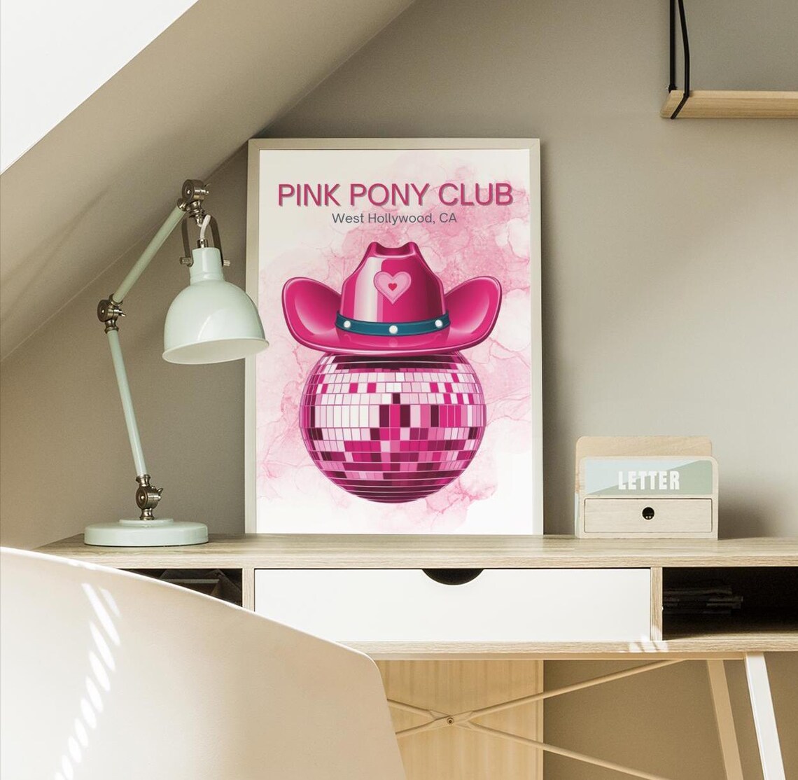 Pink Pony Club Cowboy Hat Disco Ball West Hollywood Music Art Poster - Image 2