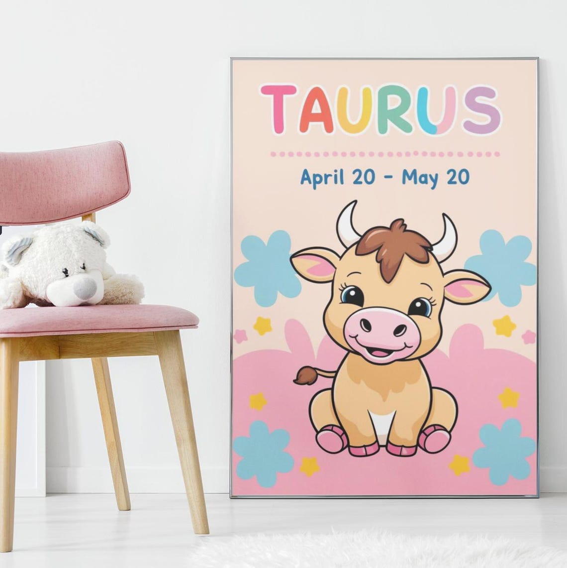 Zodiac Sign Taurus Print For Nursery Or Toddlers Room Print Art Art