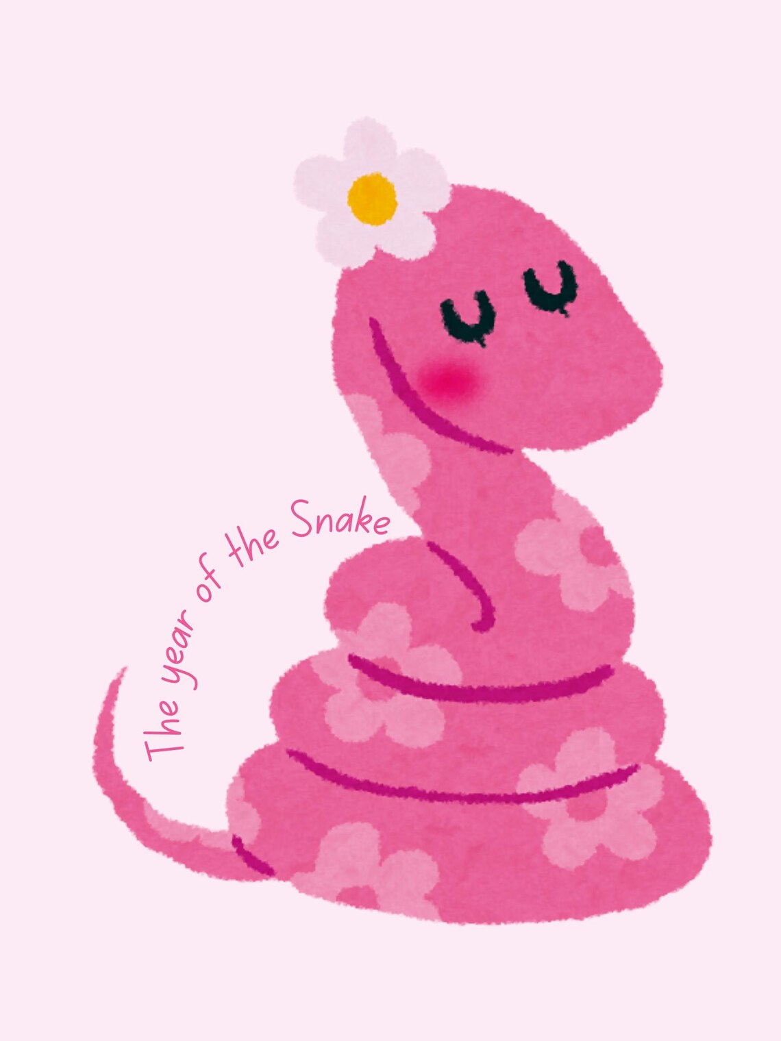 Cute Pink Snake Year Of The Snake Floral Nursery Wall Art Poster - Image 3