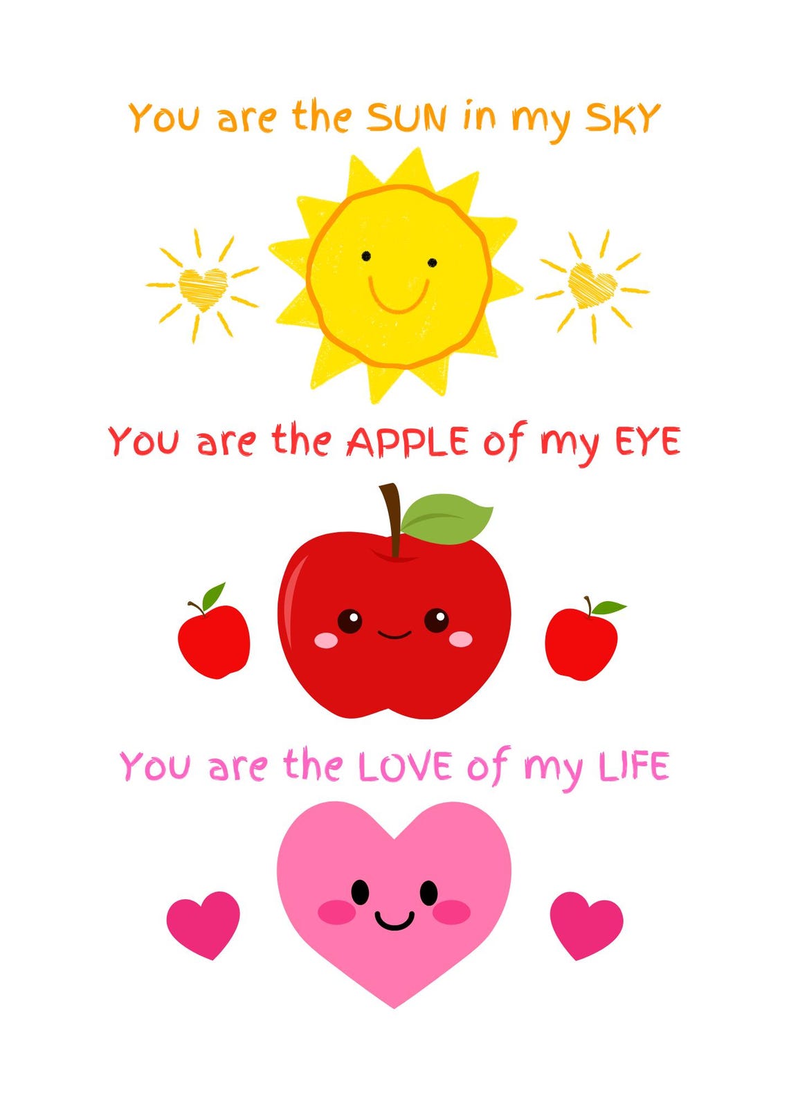 You Are The Sun In My Sky Cute Apple Heart Kids Nursery Print - Image 2