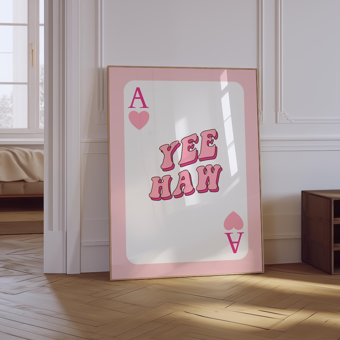 Cowgirl Yee Haw Poster, Pink Western Aesthetic Art Print