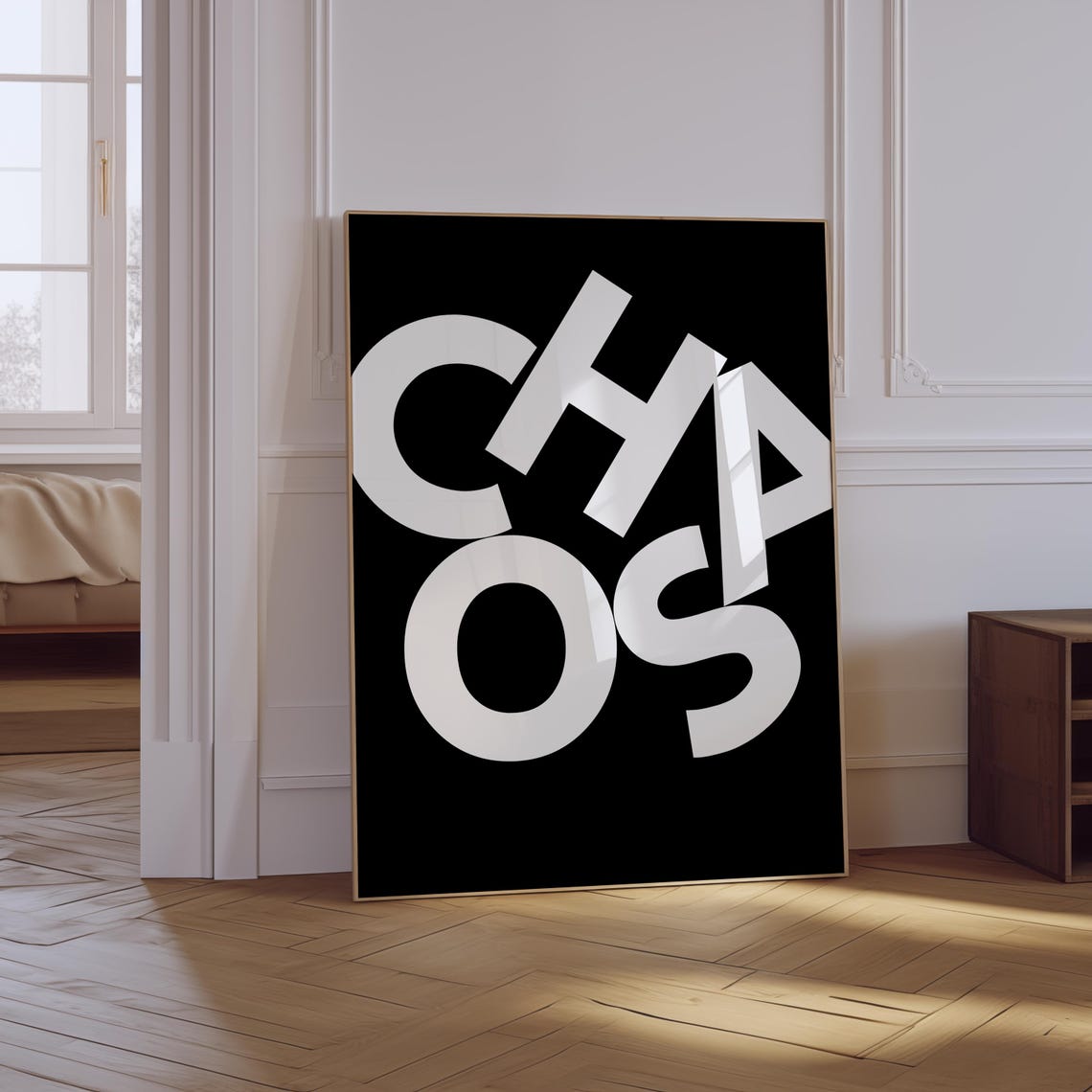 Chaos Bold White Scattered Typography Black Maximalist Poster - Image 4