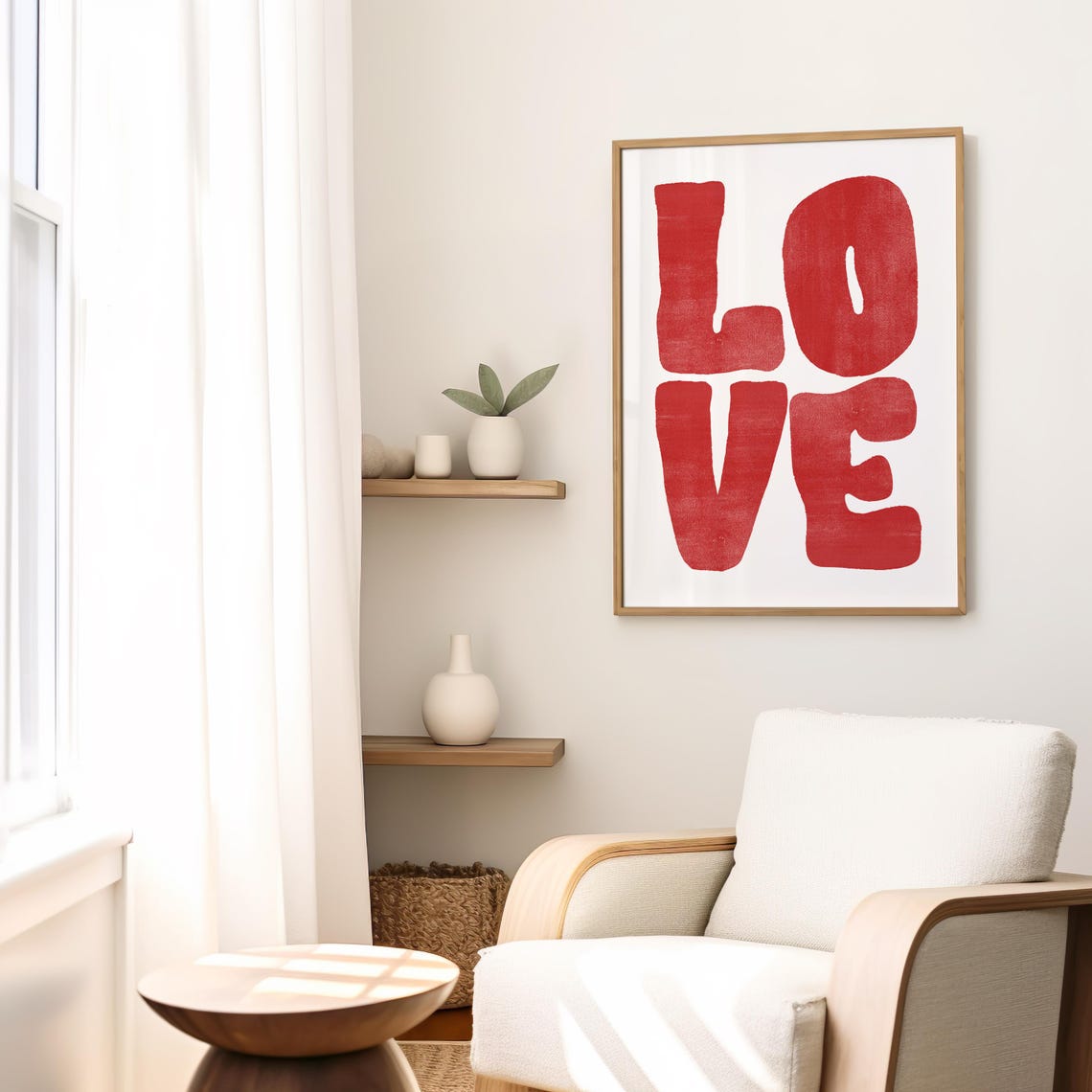 Retro Red Love Block Letter Vintage Distressed Typography Poster