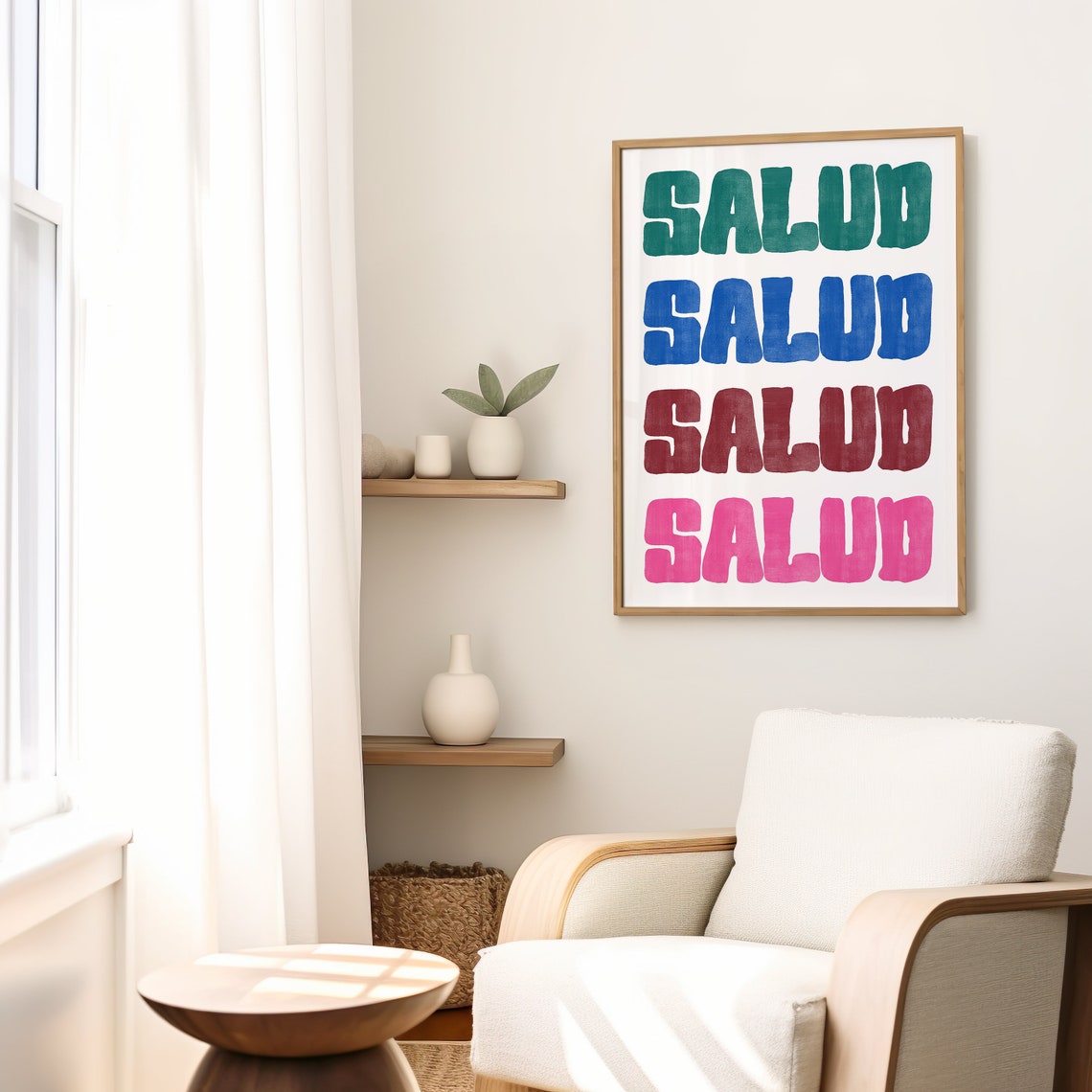 Salud Colorful Stacked Typography Toast Quote Bar Decor Wall Poster - Image 2