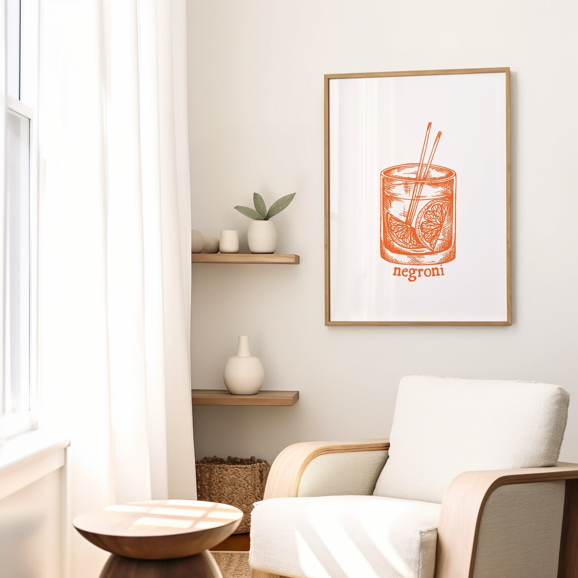 Negroni Orange Sketch Cocktail Glass Retro Italian Bar Decor Poster - Image 2