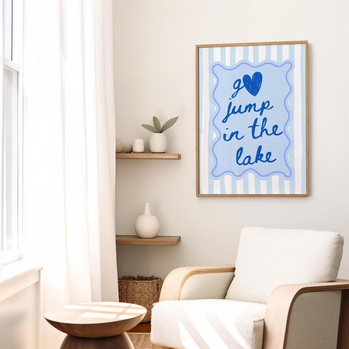 Go Jump In The Lake Blue Handwritten Summer Cabin Lake House Poster - Image 3