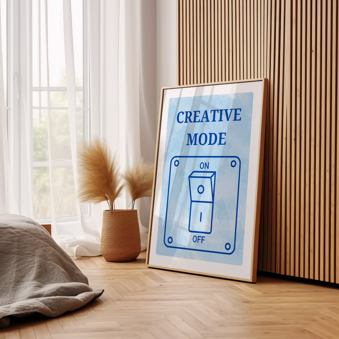 Creative Mode On Off Light Switch Blue Studio Inspiration Quote Poster - Image 3