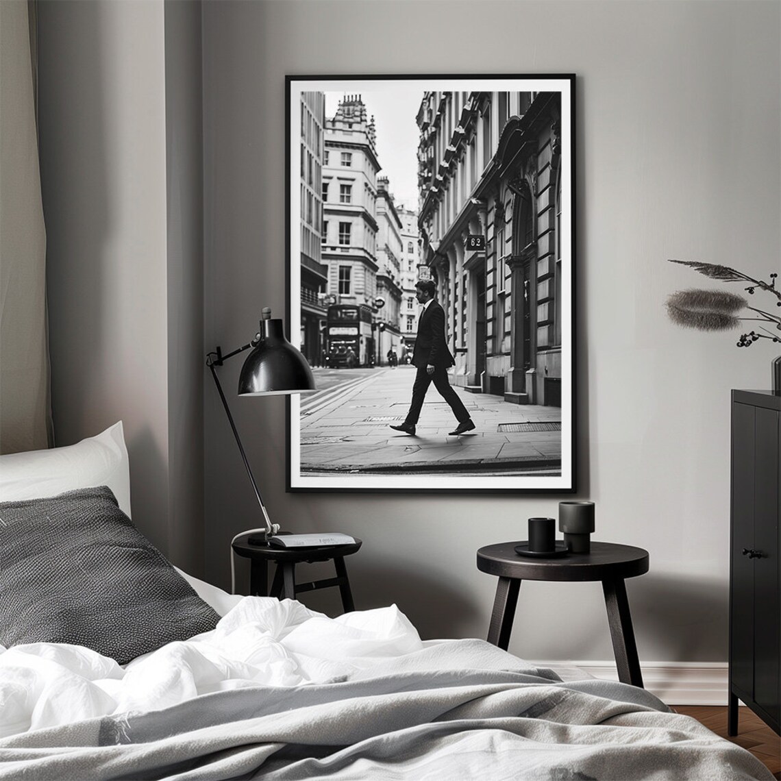 Black and White Stylish Man Walking In City Streets - Image 3
