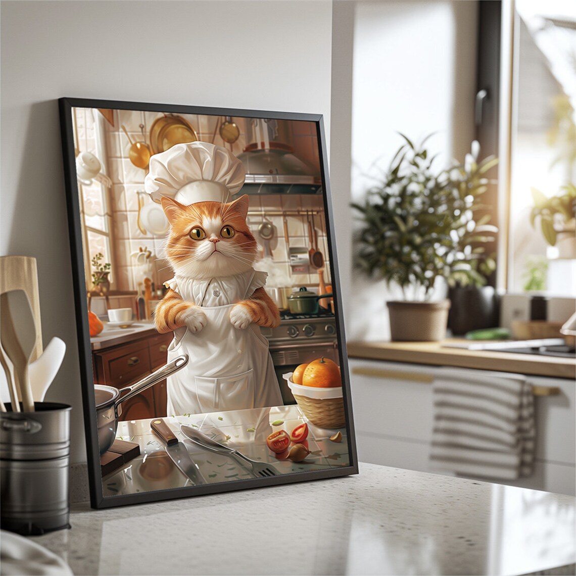 Chef Chubby Cat Cooking In Kitchen Poster - Image 2