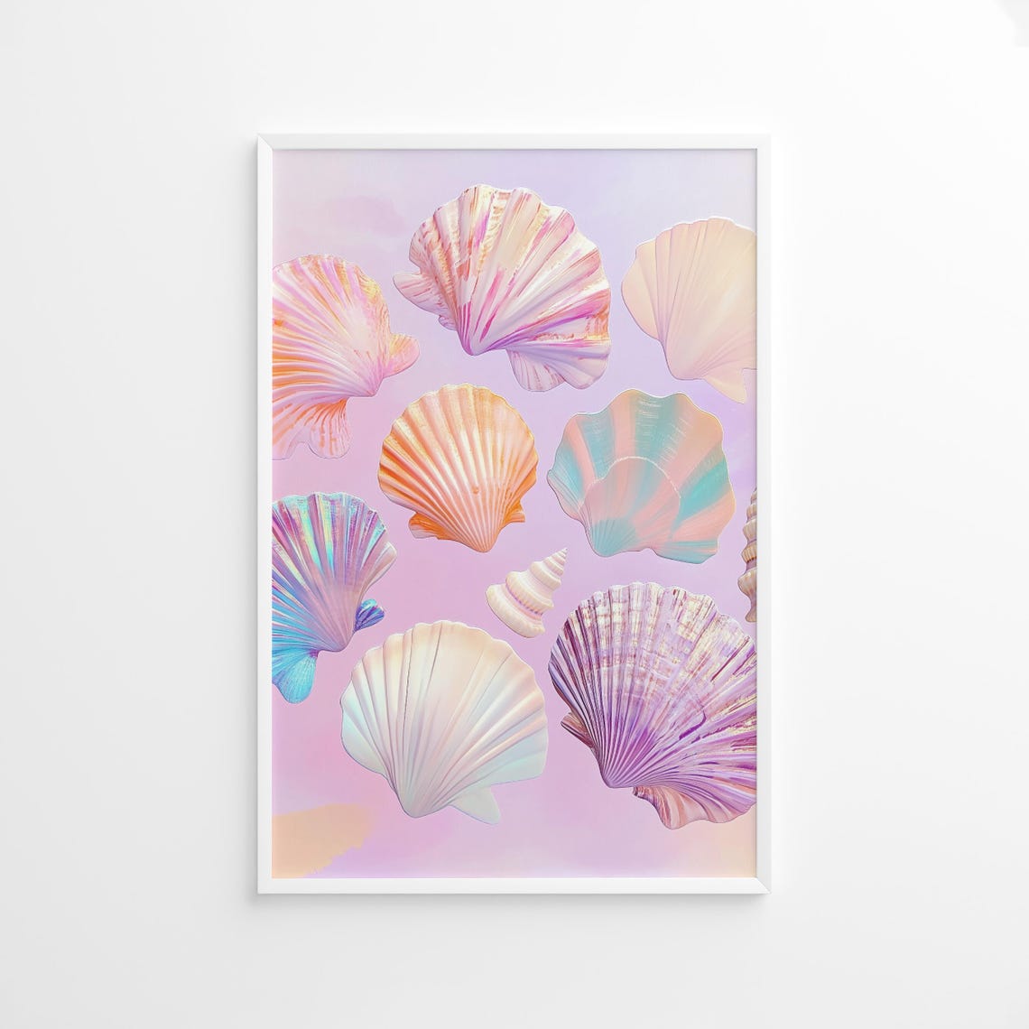 Pastel Seashell Collage Pink Ocean Shells Coastal Beach Art Poster