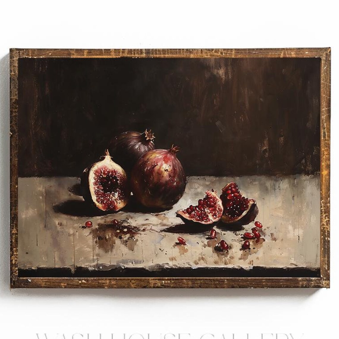 Dark Pomegranate Dark Academia Kitchen Wall Art Dark Cottagecore Wall Art Dark Fruit Still Life Art Instant Wall Art Plum