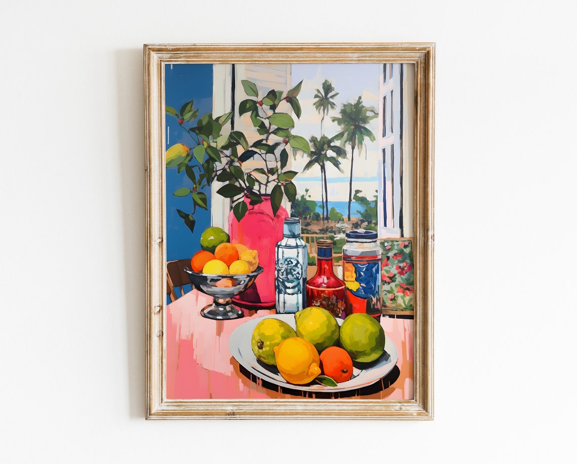 Citrus Still Life Window Kitchen Bright Fruit Bowl Lemons Poster