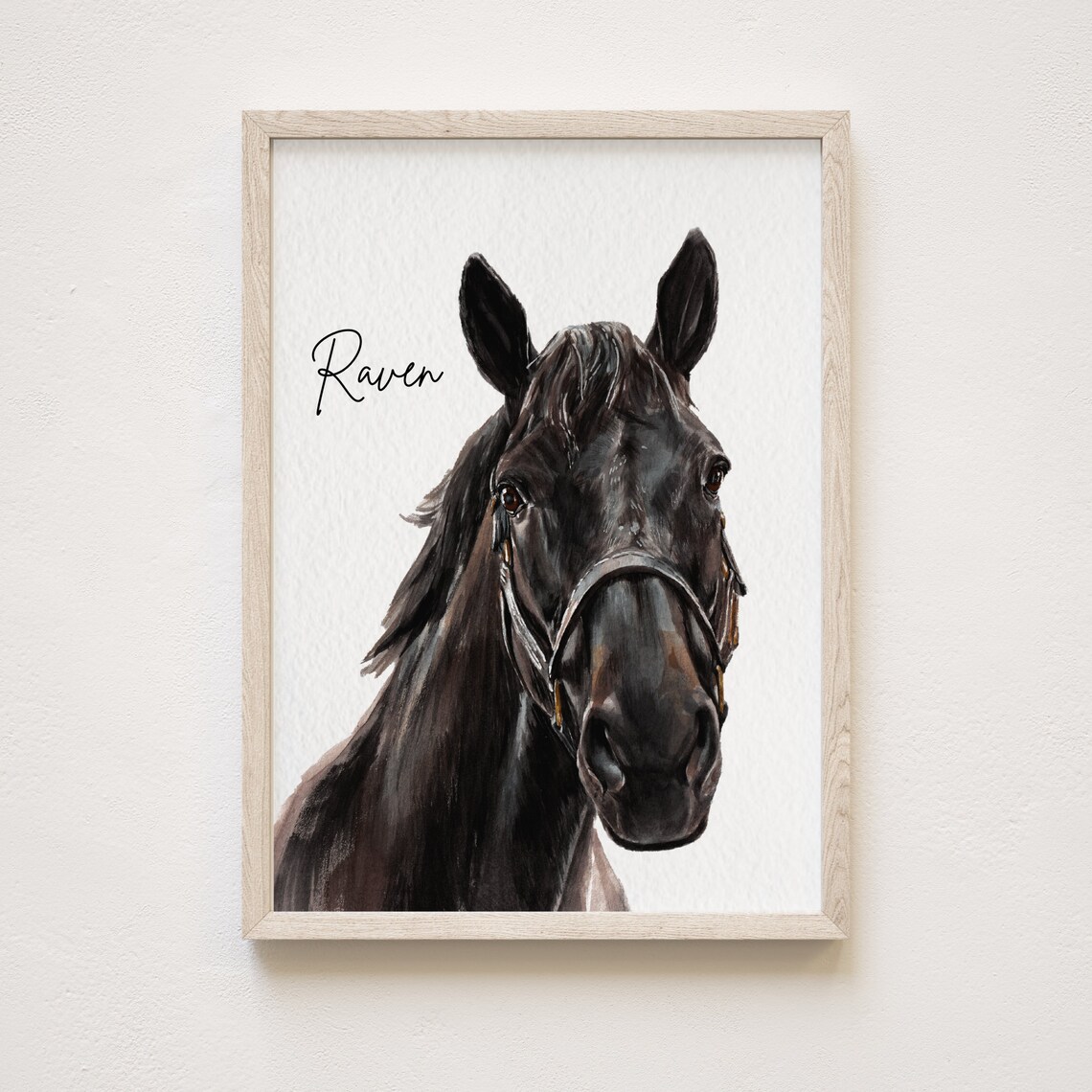Custom Watercolor Horse Portrait Art Print