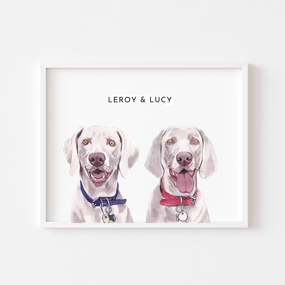 Two Pet Watercolor Portrait Custom Pet Print - Image 3