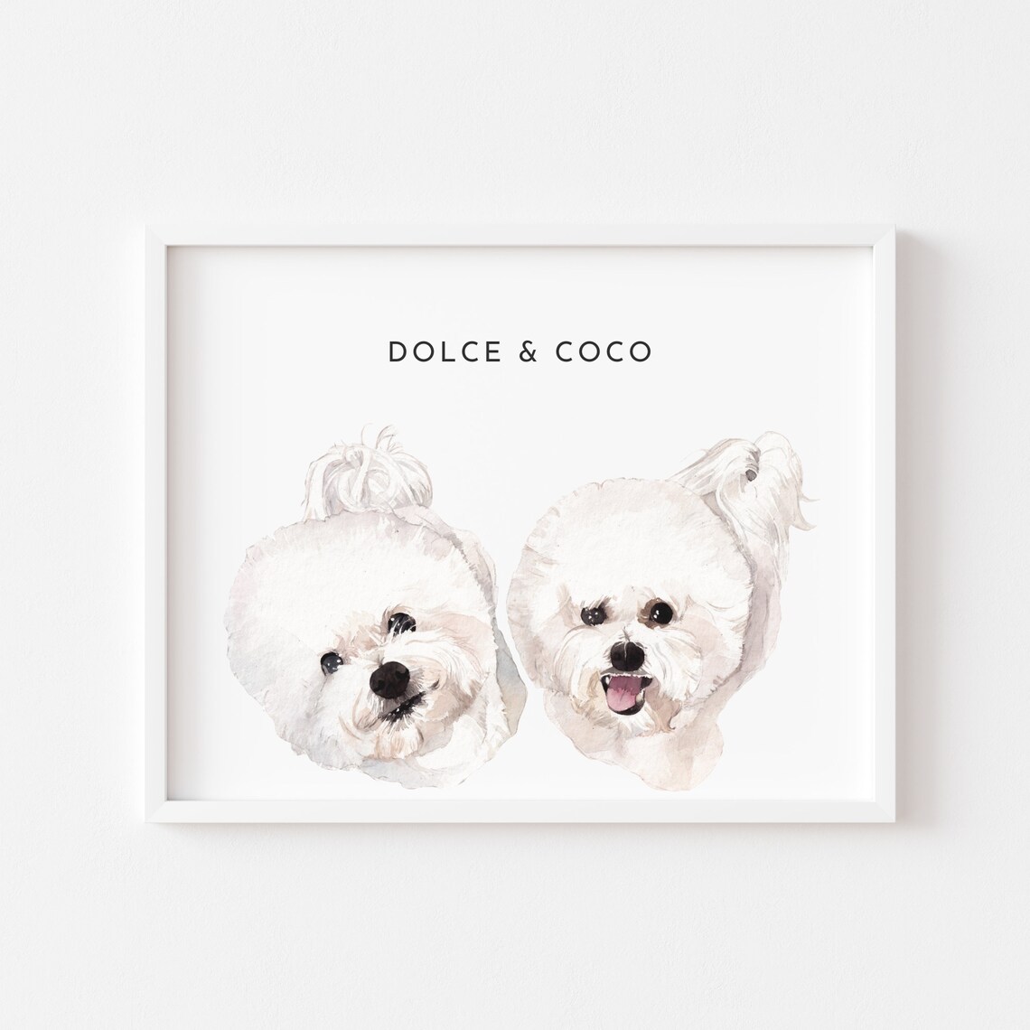 Two Pet Watercolor Portrait Custom Pet Print - Image 2