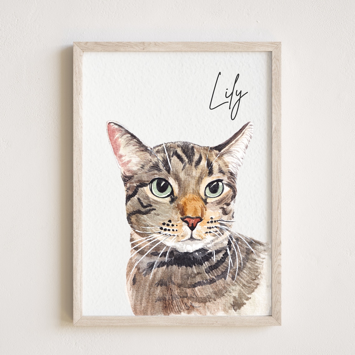 Watercolor Cat Pet Portrait Memorial Art Print