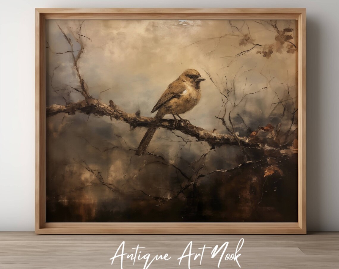 Little Brown Bird, Rustic Antique Wall Art
