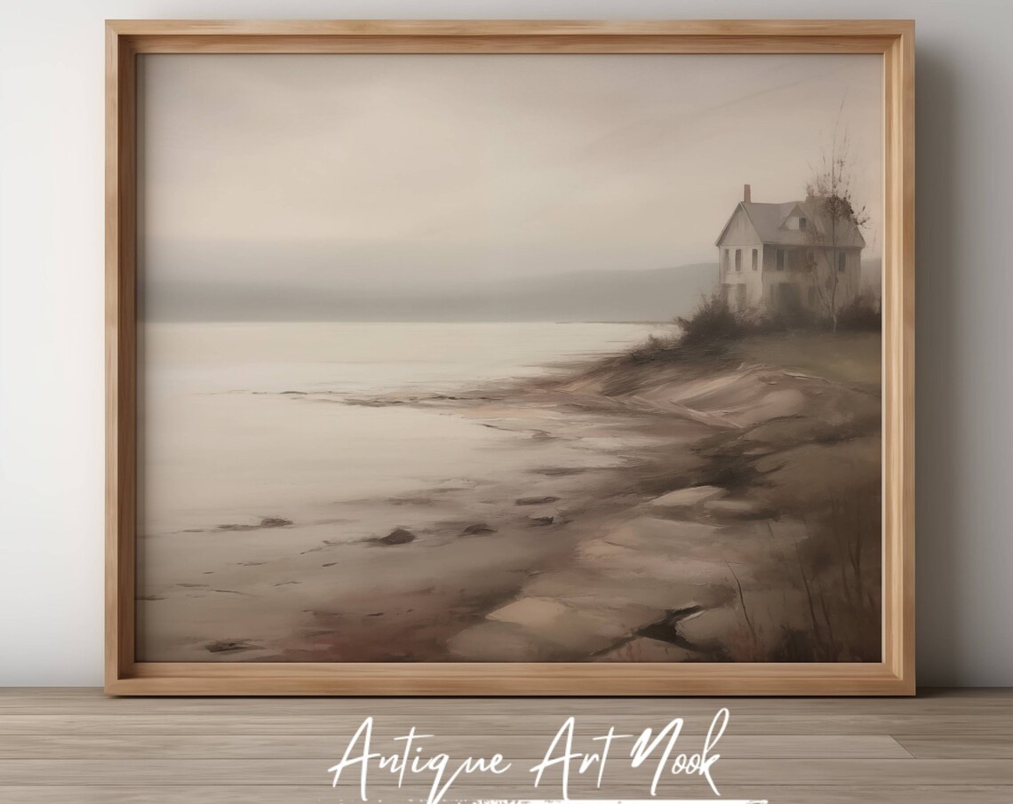 Coastal Cottage Vintage Seascape Wall Art Print