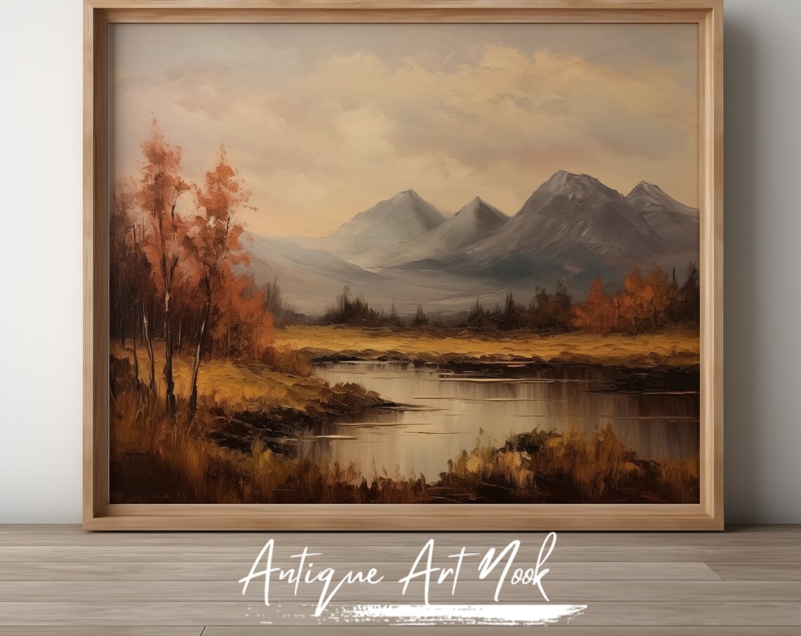 Autumn Landscape, Vintage Country Field Oil Painting