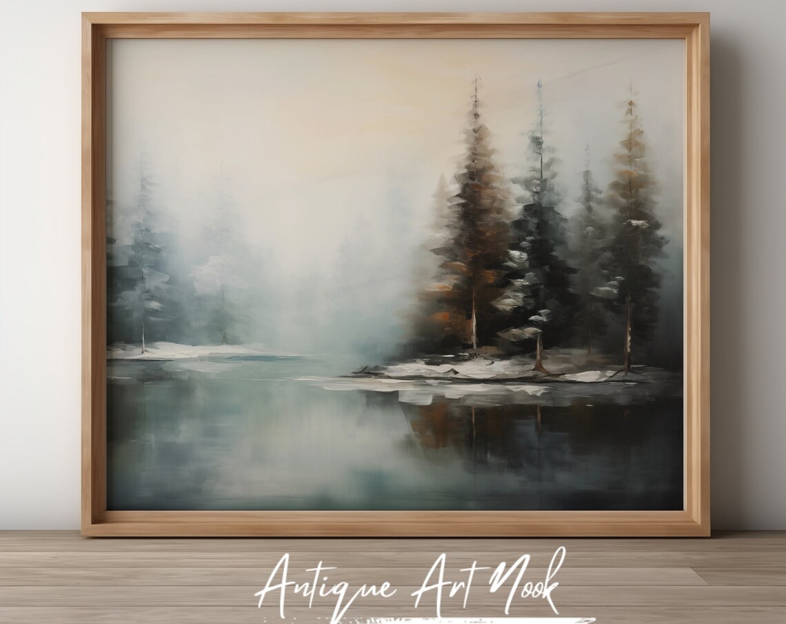 Snowy Landscape Vintage Landscape Art Print